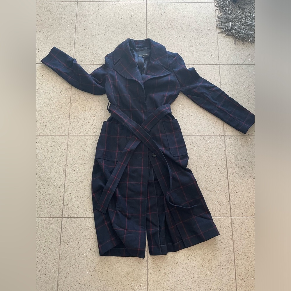 Banana Republic Blue and Red Plaid Coat